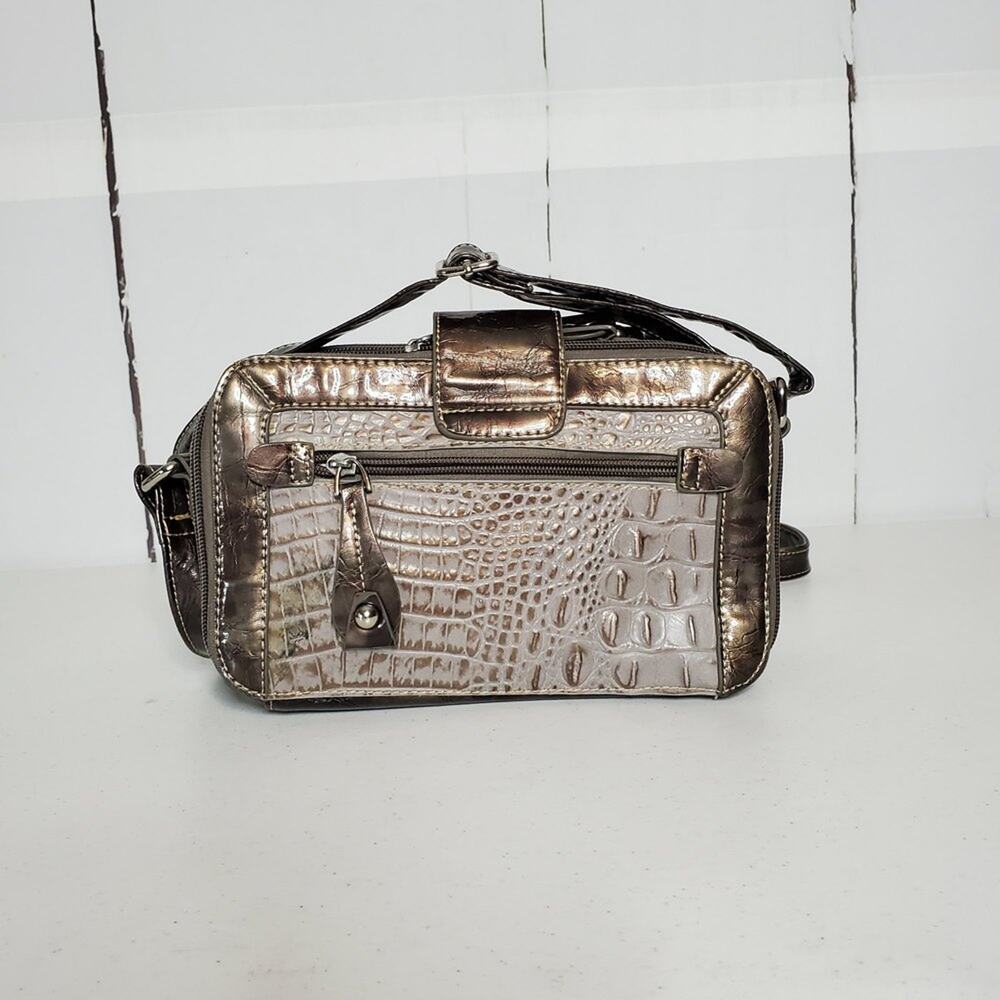 Marc Chantal Faux Snakeskin Embossed Patent Leather Organizer Crossbody Bag - Picture 8 of 14